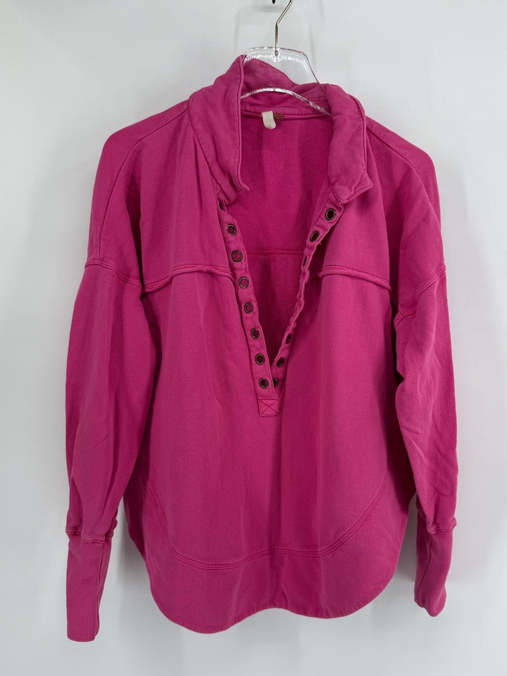 Anthropologie Pilcro bright pink v neck sweatshirt size medium